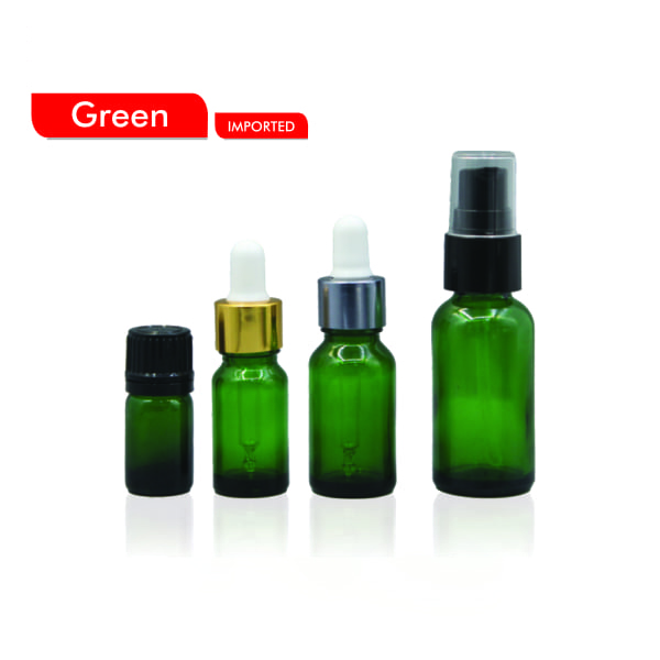 Green Glass Dropper Bottles